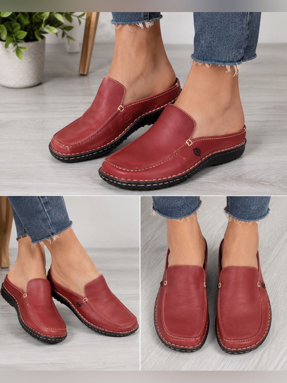Born Leather Slip-On Clogs / Mules
Women’s Size 8.5 (EU 40)
Rich Red Leather |